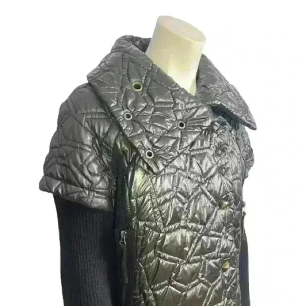 LAFLAMME FOURRURE GLOSSY QUILTED TRENCH GORGEOUS COAT SLEEVES SIZE M - Picture 7 of 16